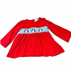Red Long Sleeve top with Penguin Design